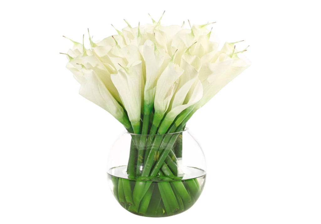 Lys synthétique minimaliste en verre avec vase bulle transparent pour salle à manger et salon