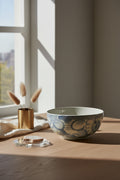 Bol en céramique chinoise bleu et blanc avec motif floral peint à la main pour salon et salle à manger