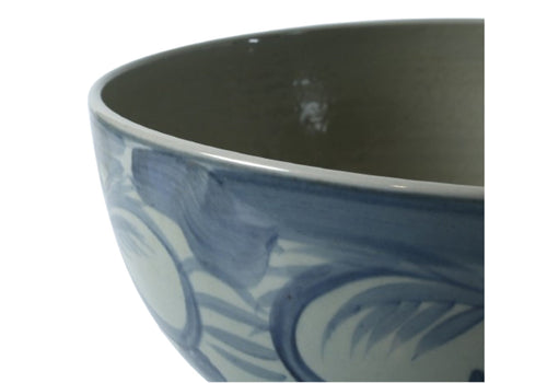 Bol en céramique chinoise bleu et blanc avec motif floral peint à la main pour salon et salle à manger