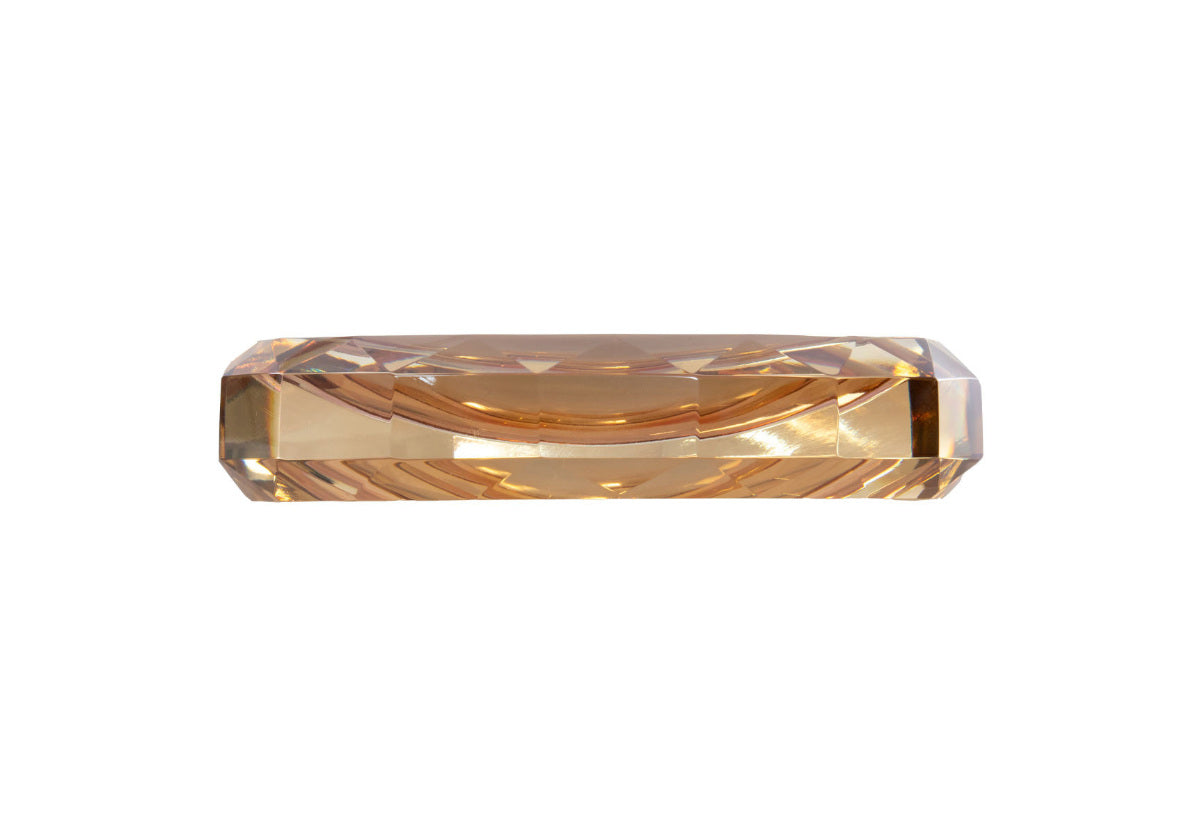 Vide-poches de luxe en cristal avec forme ambrée facettée pour coiffeuse et entrée