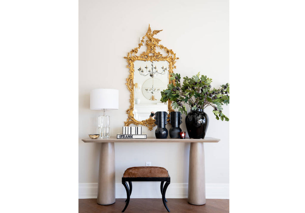 Boîte de rangement moderne en bois à double compartiment cloutée de platine pour coiffeuse et bureau