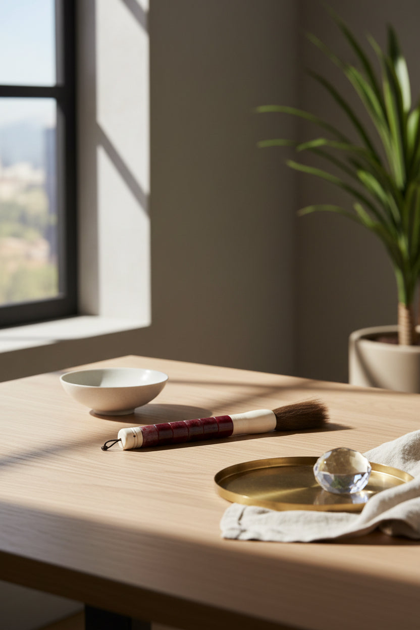 Décor de pinceau de calligraphie en marbre oriental avec forme sculptée à la main en grenat foncé pour bureau et salon de thé
