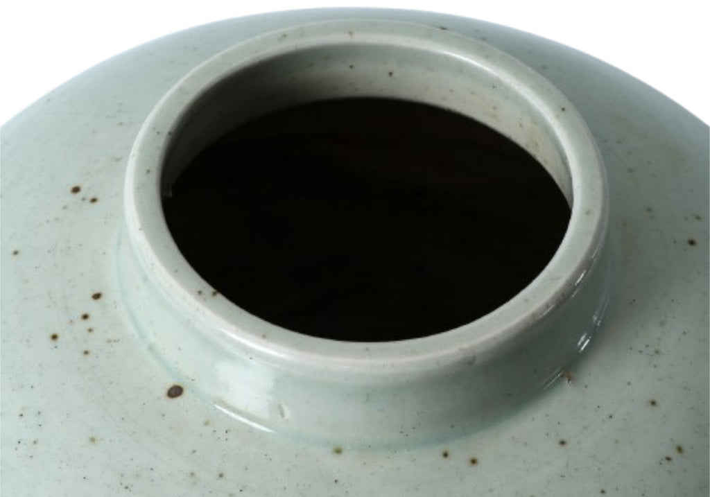 Vase en céramique orientale à motif de dragon, tons gris et blanc pour salon et bureau