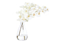 Orchidée Phalaenopsis blanche minimaliste en verre synthétique avec vase en verre transparent pour salon et bureau