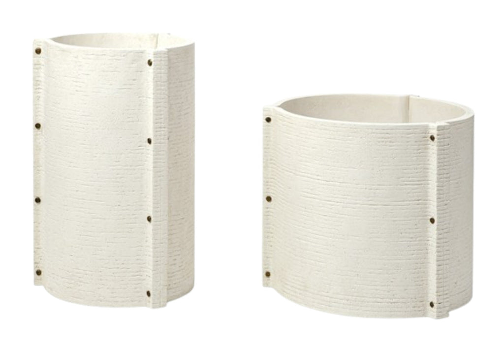 Jardinière extérieure moderne en pierre avec relief texturé et détails bronze peints à la main pour patio et balcon