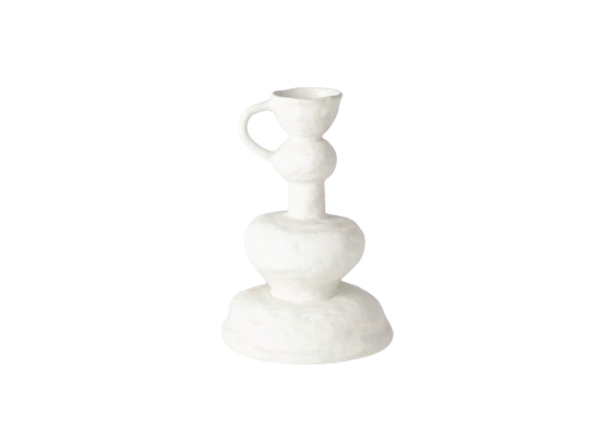 Vase en céramique organique fait main à forme blanche irrégulière pour salon et bureau