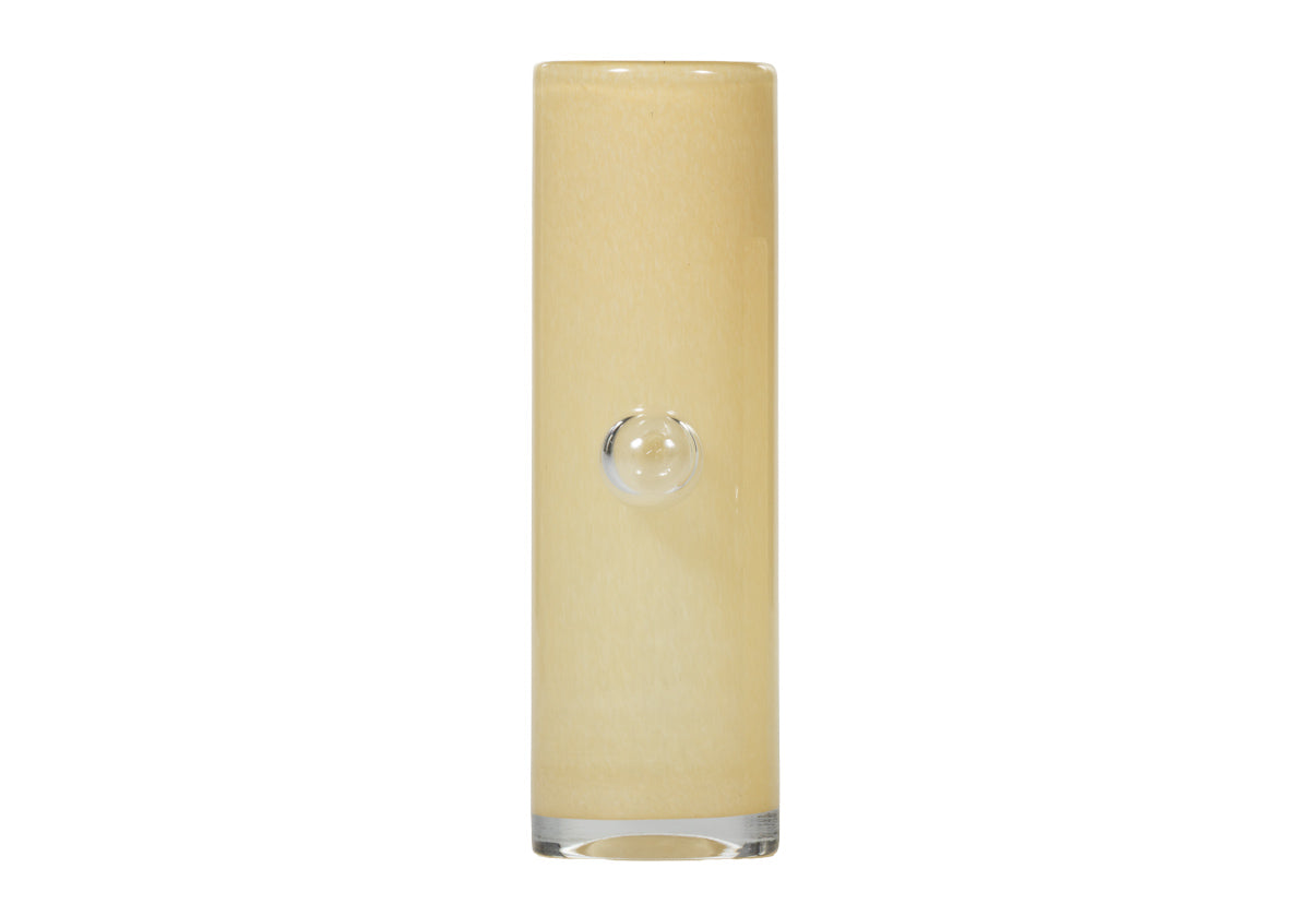 Vase moderne en verre soufflé à la main avec détail bulle jaune beurre pour salon et salle à manger