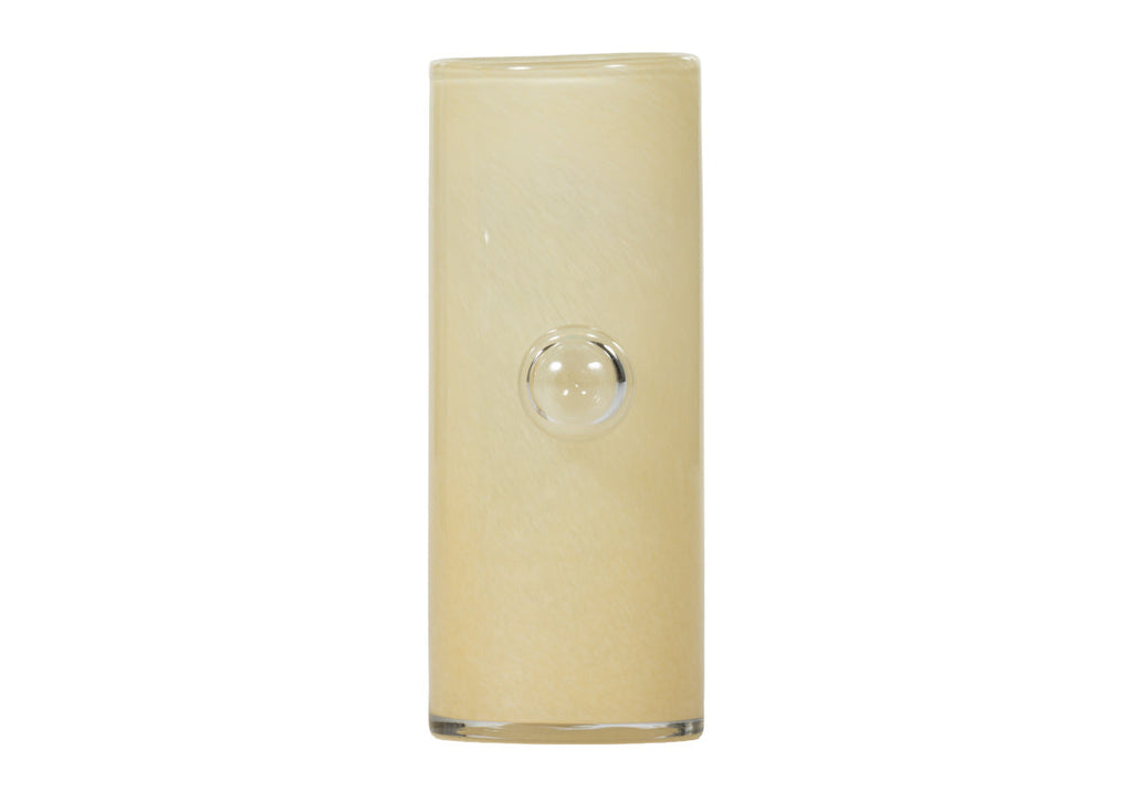 Vase moderne en verre soufflé à la main avec détail bulle jaune beurre pour salon et salle à manger