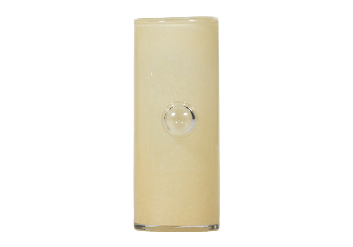 Vase moderne en verre soufflé à la main avec détail bulle jaune beurre pour salon et salle à manger