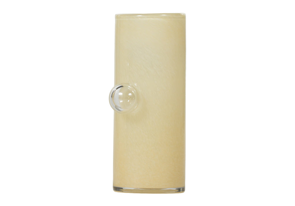 Vase moderne en verre soufflé à la main avec détail bulle jaune beurre pour salon et salle à manger
