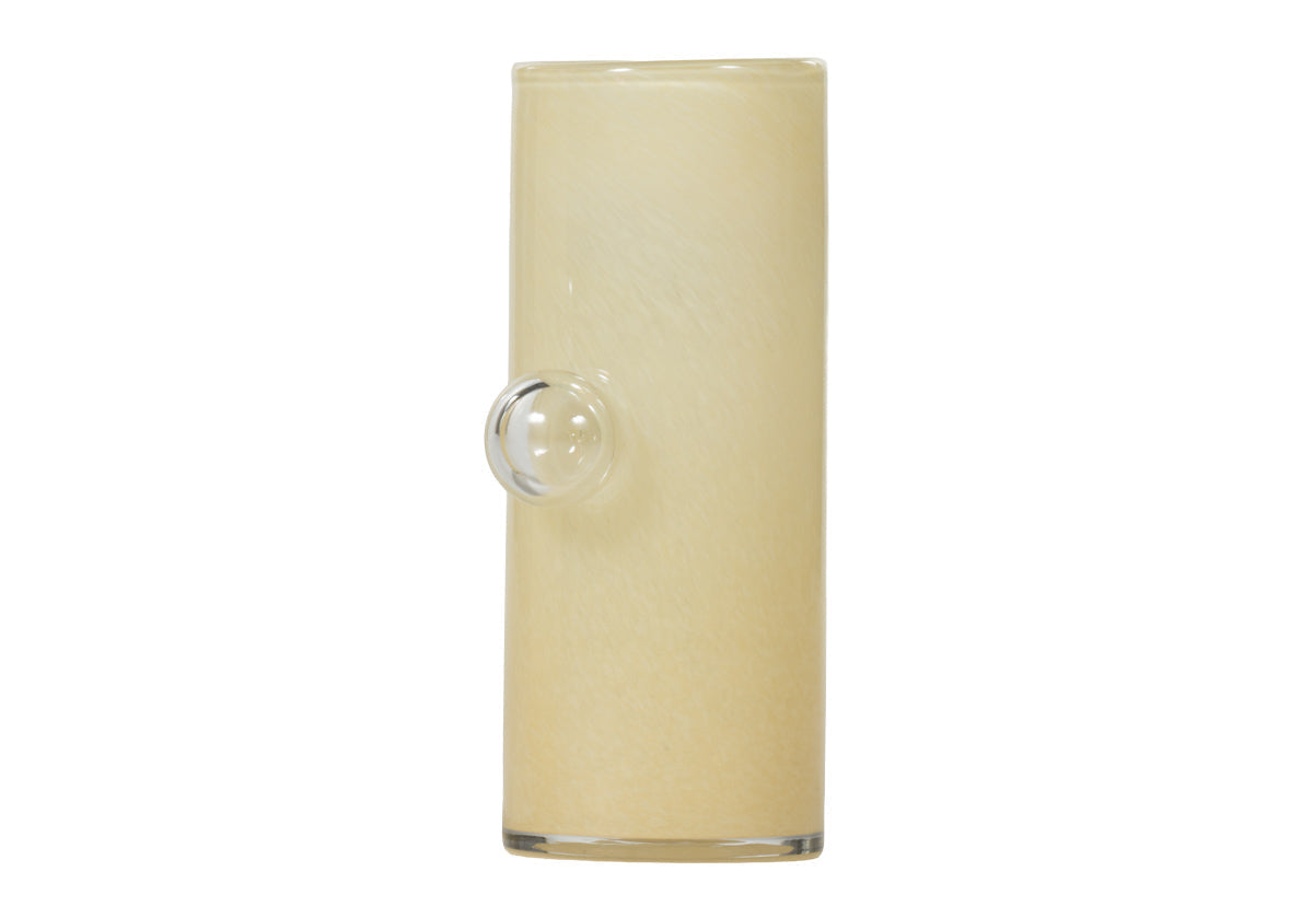 Vase moderne en verre soufflé à la main avec détail bulle jaune beurre pour salon et salle à manger