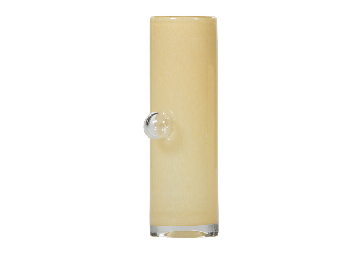 Vase moderne en verre soufflé à la main avec détail bulle jaune beurre pour salon et salle à manger