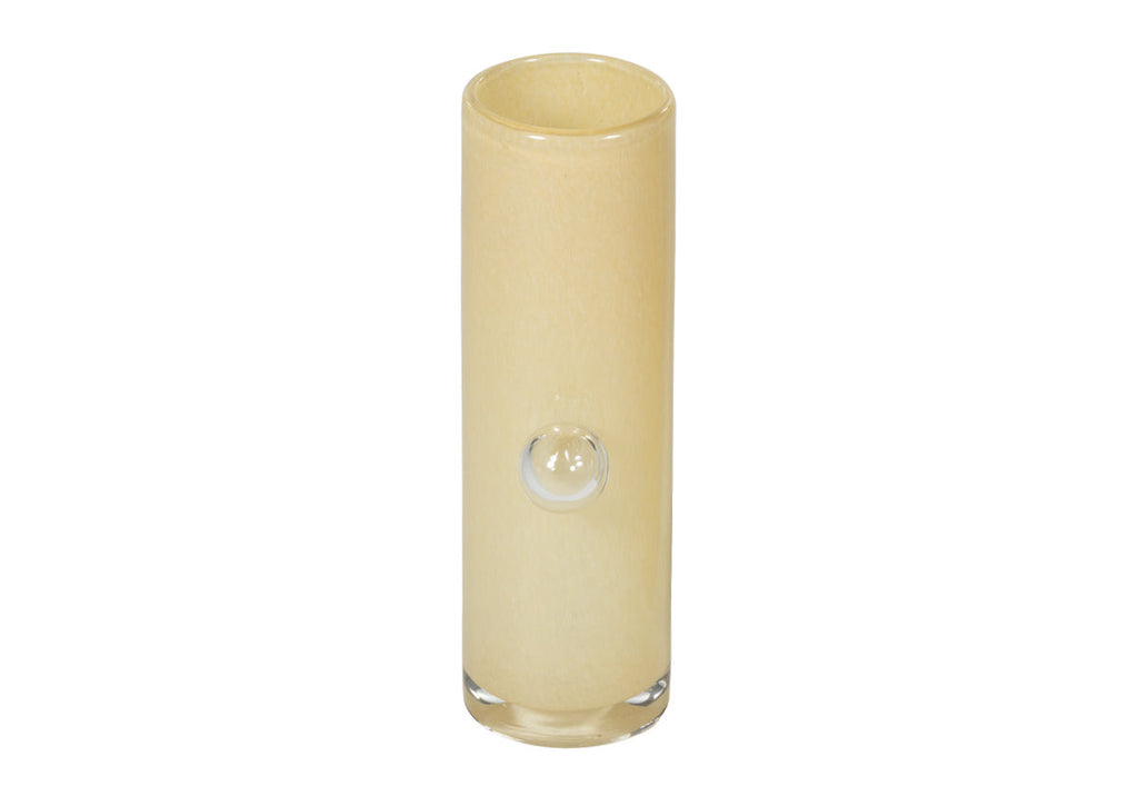 Vase moderne en verre soufflé à la main avec détail bulle jaune beurre pour salon et salle à manger