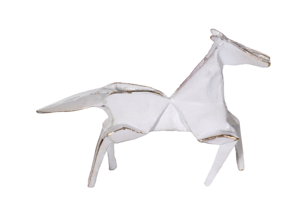 Sculpture de cheval en laiton classique avec détails en fonte pour bureau et salon