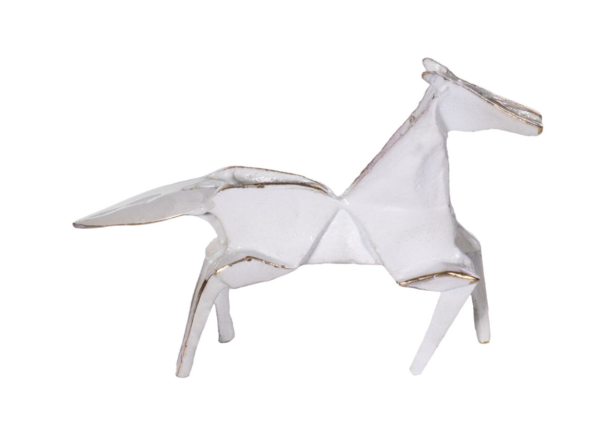 Sculpture de cheval en laiton classique avec détails en fonte pour bureau et salon