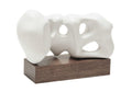 Sculpture Abstraite Moderne en Résine et Bois avec Base en Résine Blanche et Bois Flotté pour Salon et Bureau