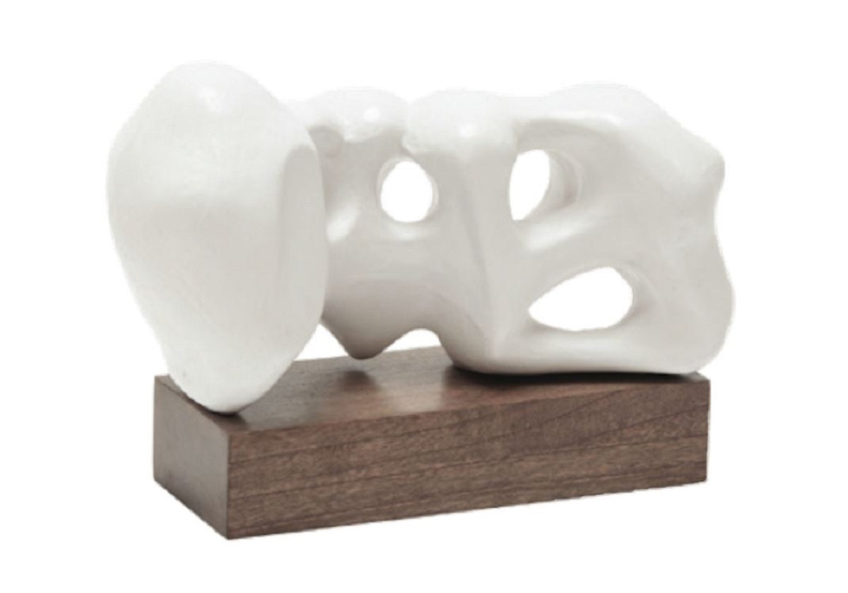 Sculpture Abstraite Moderne en Résine et Bois avec Base en Résine Blanche et Bois Flotté pour Salon et Bureau