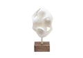 Sculpture Mobius moderne en résine et bois avec base en résine blanche et bois dur naturel pour salon et bureau