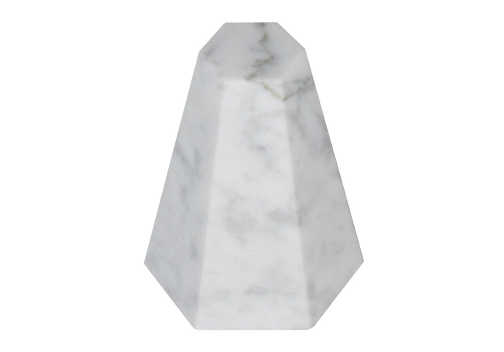 Sculpture géométrique minimaliste en marbre de Carrare avec design multi-formes en pierre massive pour salon et bureau