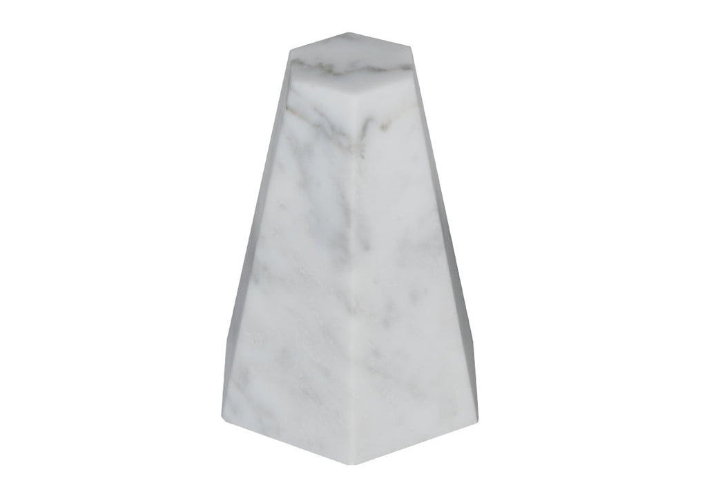 Sculpture géométrique minimaliste en marbre de Carrare avec design multi-formes en pierre massive pour salon et bureau