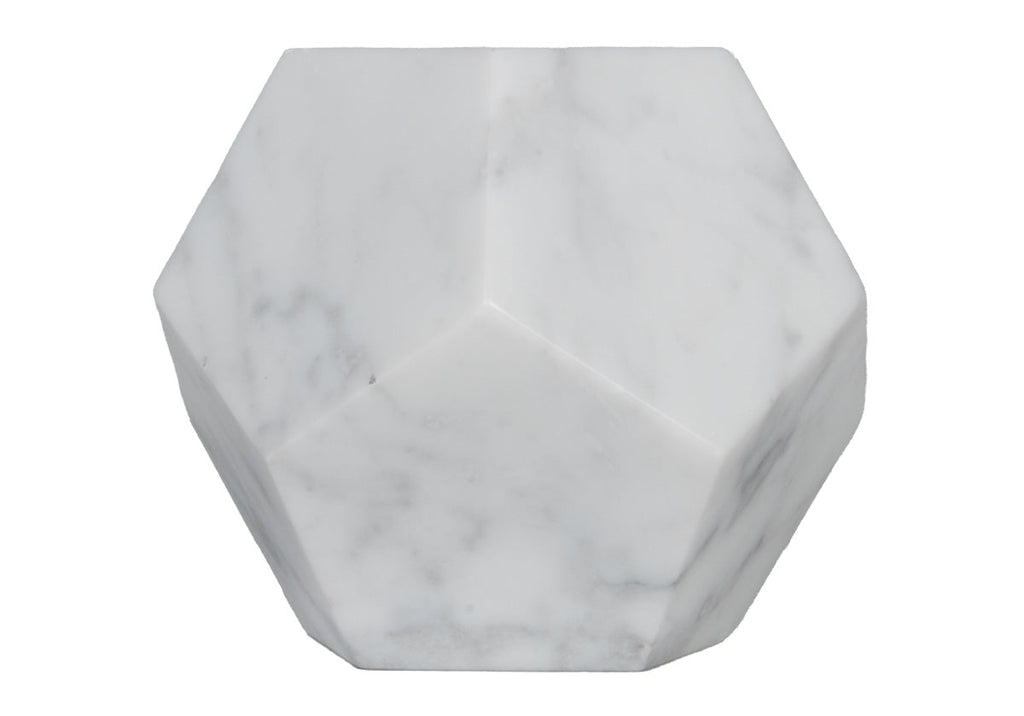 Sculpture géométrique minimaliste en marbre de Carrare avec design multi-formes en pierre massive pour salon et bureau