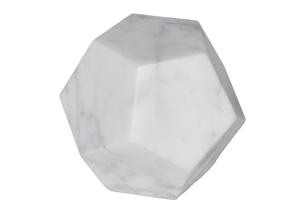 Sculpture géométrique minimaliste en marbre de Carrare avec design multi-formes en pierre massive pour salon et bureau