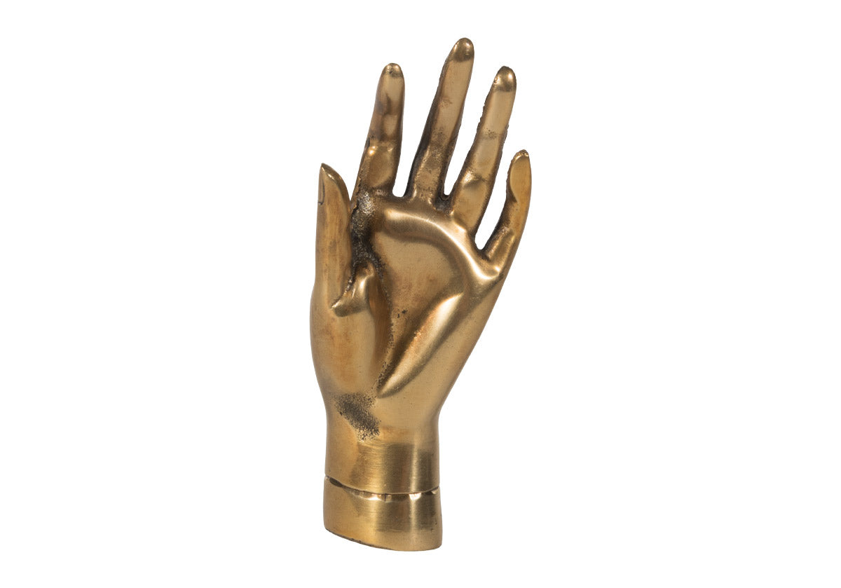 Sculpture artistique en laiton, mains avec symbolisme de salutation et d'amitié, pour entrée et salon