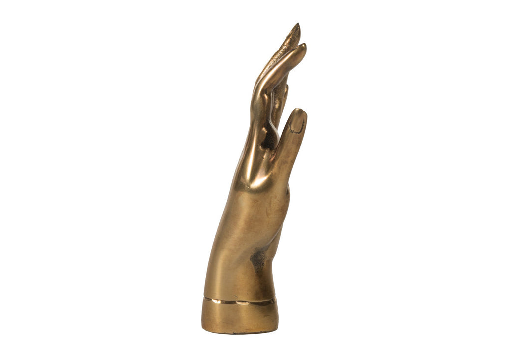 Sculpture artistique en laiton, mains avec symbolisme de salutation et d'amitié, pour entrée et salon