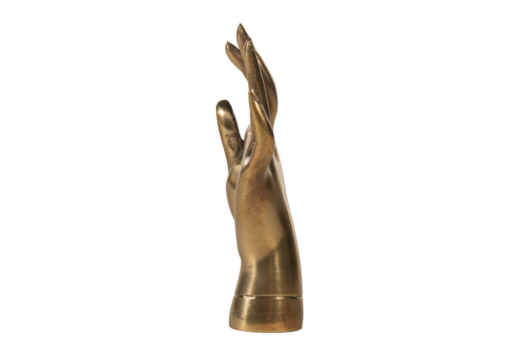 Sculpture artistique en laiton, mains avec symbolisme de salutation et d'amitié, pour entrée et salon