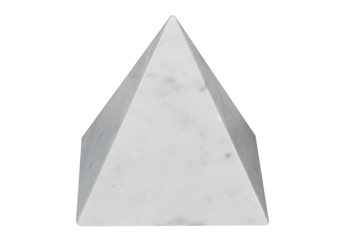 Sculpture géométrique minimaliste en marbre de Carrare avec design multi-formes en pierre massive pour salon et bureau