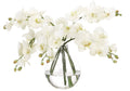 Orchidée Blanche Synthétique Minimaliste en Verre avec Vase Bulle Transparent pour Salon et Chambre à Coucher
